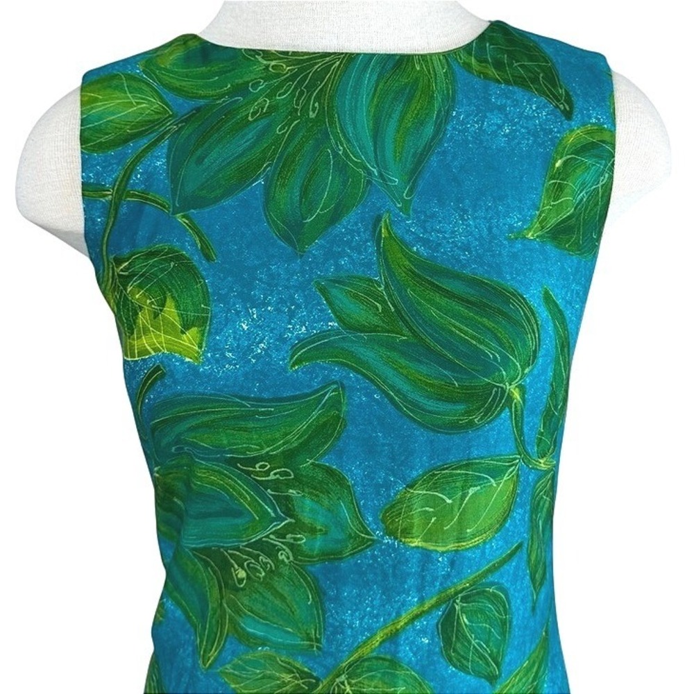 Vintage Womens (S) LIBERTY HOUSE 60s Dress Maxi Hawaii Tropical Sheath Cheongsam - Picture 2 of 10